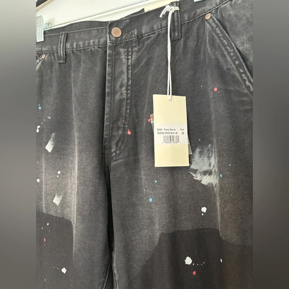 Brand New mnml Black Paint Splatter Pants - Picture 1 of 4